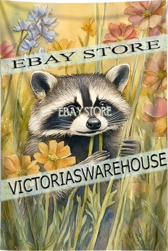Raccoon daisy tapestry meadow - raccoon,