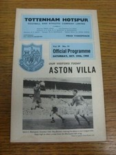 29/10/1966 Tottenham Hotspur v Aston Villa  (Light Crease, Marked Along Bottom E