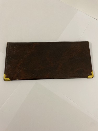 Vintage brown leather cheque - vintage,