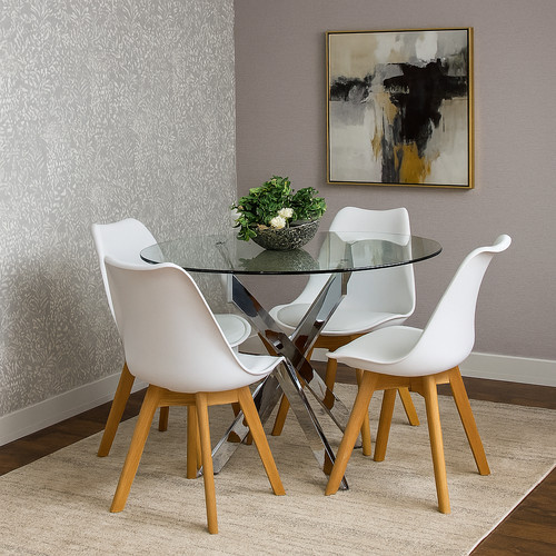 Round glass dining - glass, table