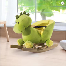 Kids Rocking Horse, Plush Ride-On Dinosaur Seat w/  Safety Belt Chair Baby Seat