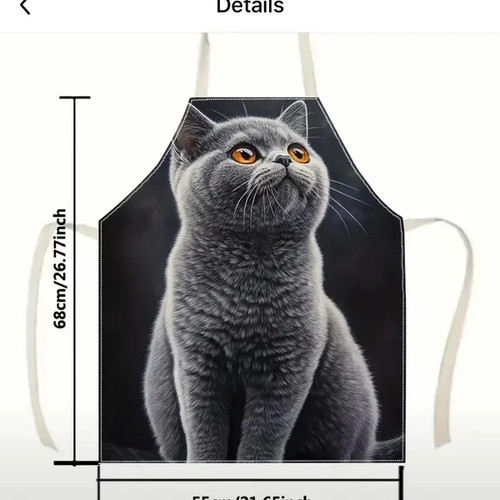 British blue cat apron - blue,