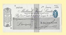 Midland Bank Ltd., Poultry and Princes Street,  cheque dated 1936.