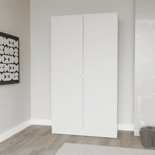 Modern Large Wooden 2 Door Wardrobe with Hanging Rails Bedroom Storage Furniture