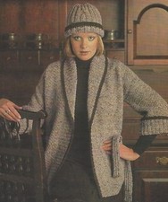 Ladies Jacket and Hat with Shawl Collar Knitting Pattern DK 32-42" 1061