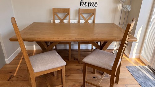 Solid oak dining table - dining, 4