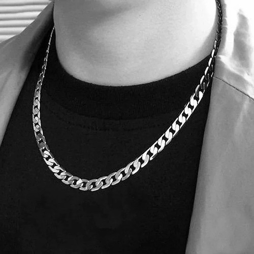 Mens silver chain - mens, necklace