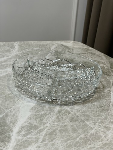 Cut glass divided serving - serving, dish
