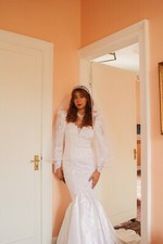 Wedding dress with pearl embroidery, Benjamin Robert, Woman's, SizeUK14