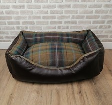 Brown Faux Leather Dog Bed
