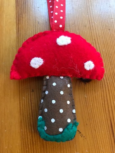 Felt toadstool hanging - felt,