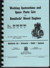 Bamford Diesel Engines SD1/SD2/SD3/SD4 Stationary Engine Instruction Spare Parts