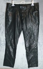 Louis Classic Black Leather Trousers W38 L33 Real Goat Hide Vintage Rocker Biker