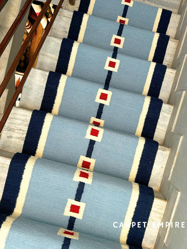 Blue wool stair runner navy - runner,