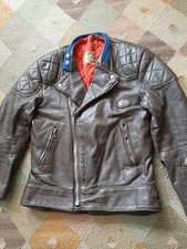 Vintage LEWIS LEATHERS Aviakit Brown Biker Jacket Red Lining 36 Motorcycle