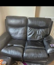 Black Leather Recliner Sofa 2x2Seater  Height 95 cm, Width 80 cm, Length 156 cm