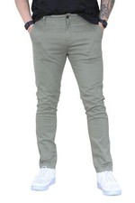 Mens Boys Slim Fit Cotton Chinos Trousers Casual Wear Fly Zip Regular Tan Pants