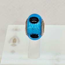 Lovelinks Petite Blue With Large Black Dots Murano Glass Bead Charm 925 Silver
