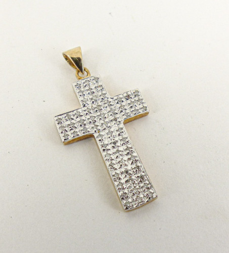 9ct gold diamond cross - 9ct, pendant