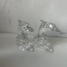 Lead Crystal Glass Dolphins Pair