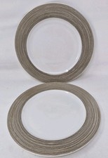 Pair of NEXT Linear Dinner Plates - Brown Lines -28cm