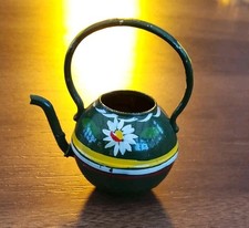 Vintage Miniature Canal Barge Ware Kettle No Lid Brass Hand Painted Rossvar