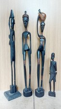 4 Vintage African Hand Carved