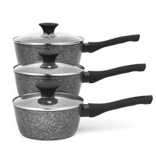 Salter 10X 3-Piece Non-Stick Megastone Aluminium Saucepan Set 16/18/20 Cm