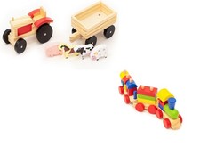 Wooden Tractor & Trailer Farm