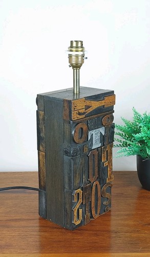 Vintage letterpress table - letterpress, lamp