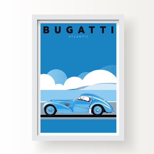 Bugatti atlantic art - art, print