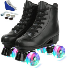 YYW Roller Skates for Women Men, High Top PU Leather Classic Double-Row, Indoor