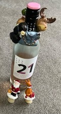 2 Christmas wine bottle stoppers & Rudolph bottle neck novelty ornament 