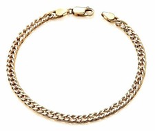 9ct Gold on Silver Ladies Double Curb Bracelet - 7.5 INCH