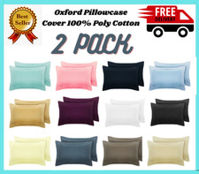 2,4 x Oxford Pillowcase Cover 100% Poly Cotton Soft Bedroom pillow Pair Pack