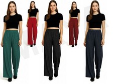 Jersey Palazzo Trouser Women Shiny Sparkle Wide Leg Metallic Casual Party Pants