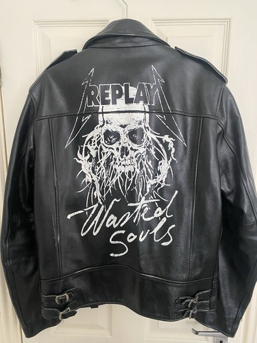 Replay black leather - black, biker