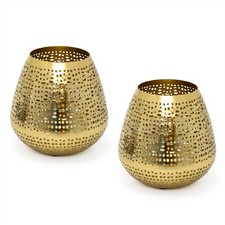 Set of 2 Matt Gold Tealight