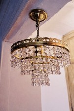 Pair of Vintage Brass Crystal