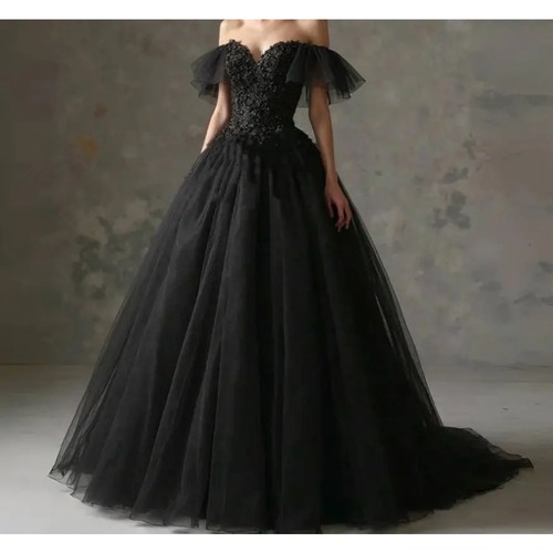 Vintage black wedding dress - black,
