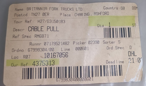 Forklift cable pull britannia - cable,