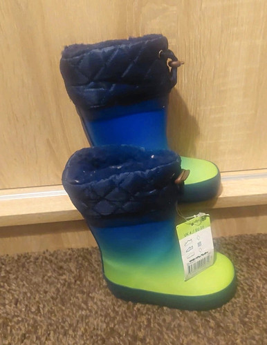 Boys navy lined wellies - navy,
