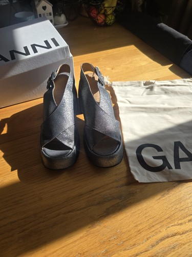 Ganni silver mules sandals - ganni,