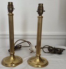 Pair Vintage Marks & Spencer Reeded Column Brass Lamp bases B22 12” Tall Tested