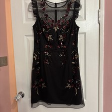 Monsoon Dress UK 14 Black Silk