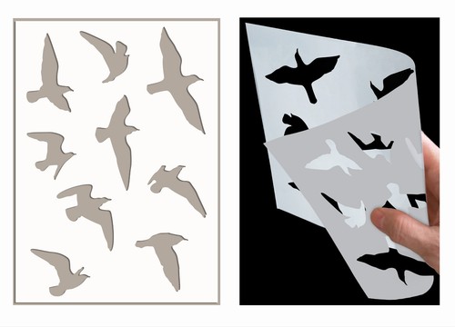 Seagull birds stencil painting - birds,