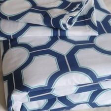 POTTERY BARN NOVA GEOMETRIC BLUE/AQUA/WHITE FULL /QUEEN DUVET