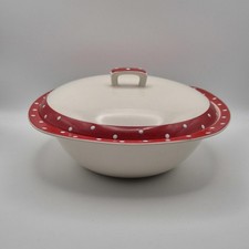 Vintage 1950s Midwinter Stylecraft "Red Domino" Covered Serving Bowl Polka Dot 