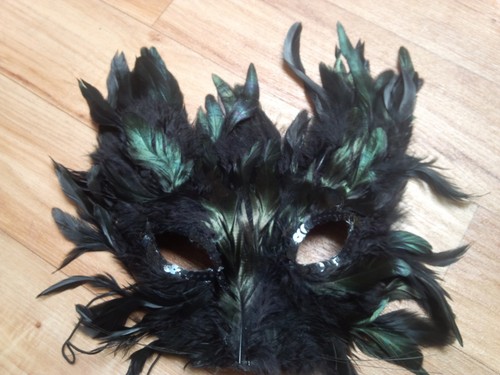 Black wolf feathered genuine - black,