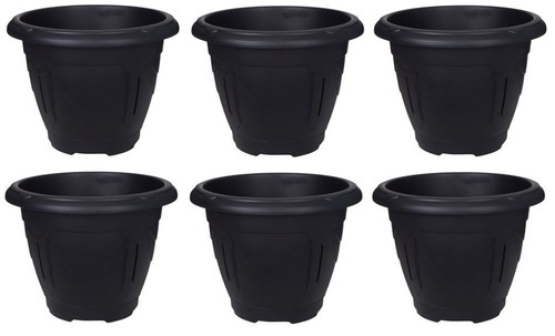 Black round venetian pot - black,